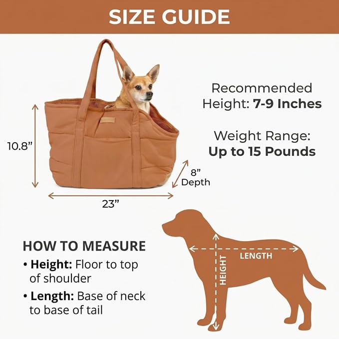 Plush Dog Purse Carrier for Small Dogs, Soft Dog Tote Bag with Safety Harness Clip, Cozy Pet Carrier for Dogs Under 15 lbs, Comfortable Dog Shoulder Carrier for Travel, Brown