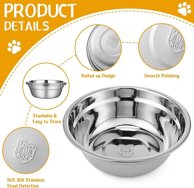 Patelai 8 Pcs Stainless Steel Dog Bowls 7.9" with Silicone Lids Portable Food and Water Dishes for Pets Sealable Containers for Small Medium Dog Cat Indoor (Red,Purple,Green,Blue)