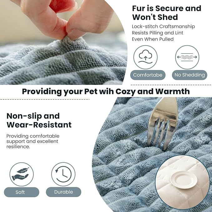 Couch Cover for Dogs Washable, Non Slip Couch Covers for 3 Cushion Sofa Pet Friendly, Fuzzy Pet Couch Cushion Covers for Dog,Thick,Soft for Sofa Protector (Blue Gray, 27.6" x 82.7"/70 x 210cm)