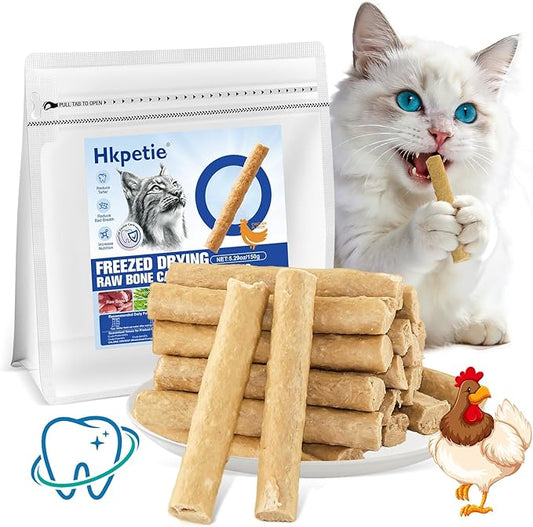 150g Freezed Dried Cat Chew Stick Chicken Flavor, Cat Dental Treats for Freshens Breath and Reduce Tartar, Feline Teething Sticks Cats Treats Snack