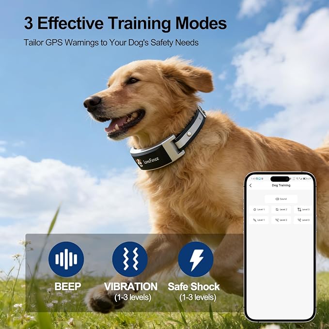 Wireless Dog Fence, GPS Dog Collar Fence System with Real-Time Tracking & Training, Portable Electric Fence for Outdoor Use, Waterproof Collar Adjustable for Medium Large Dogs, LoveFence is APP Only