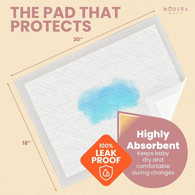 Organic Cotton Enhanced Disposable Changing Pad Liners | XL-Large 18x30 Hypoallergenic Super Soft Ultra Absorbent Waterproof Quilted Underpads for Baby Diaper Table/Travel, Leak Proof Mess Free-50PK