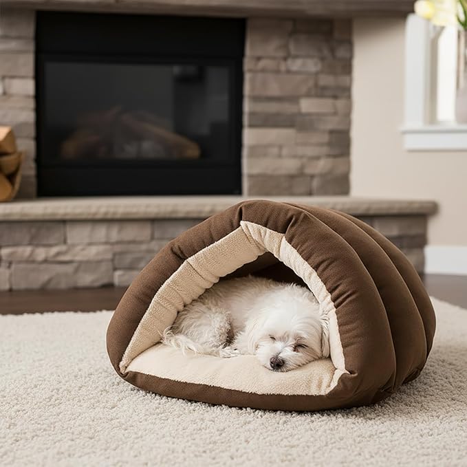 SPOT Sleep Zone Cuddle Cave Pet Bed | Soft, Plush Interior for Cats and Small Dog Breeds | Attractive and Durable Faux Suede Exterior | Machine Washable | Pet Safe