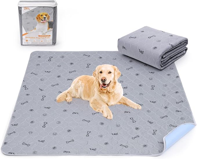 Dog Pee Pad Washable 65x48 Large, Fast Absorption Reusable Puppy Pads | Waterproof, Non-Slip, Bone Print, Pet Training Pads for Whelping, Dog Playpen, Incontinence, Housebreaking