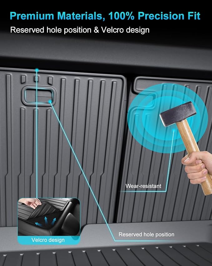 Cargo Mat Compatible with Tesla Model 3 Highland 2024-2026, Heavy-Duty TPE Trunk Liner Rear Seat Back Protector Model 3 Accessories Custom Fit Trunk Mat- 5PCS