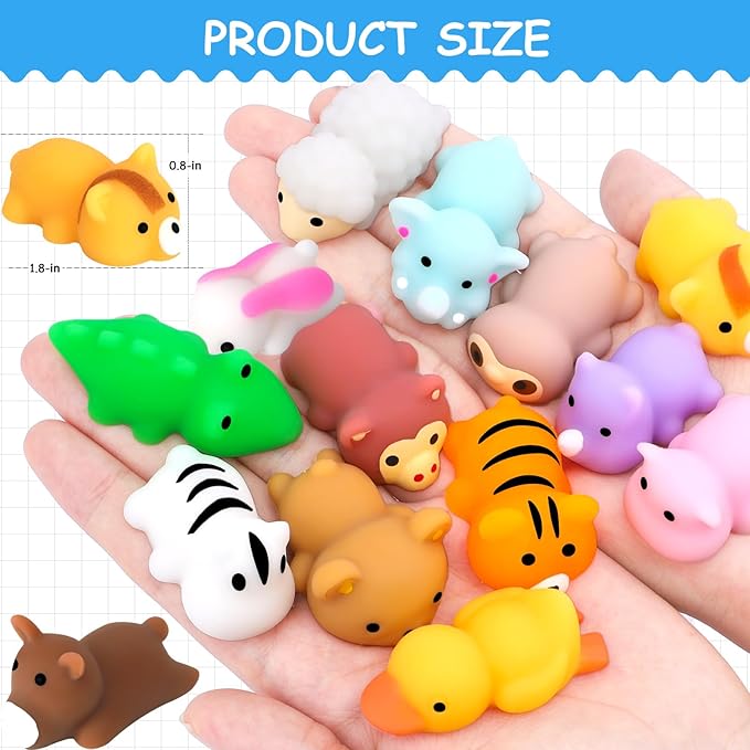 POKONBOY 30 Pcs Squishies Mochi Toys, Mini Kawaii Squishy Forest Animals Squeeze Stress Relief Toys Easter Basket Stuffers Christmas Birthday for Kids