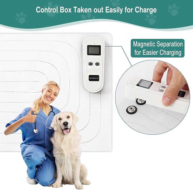 SEERWAY Rechargeable Pet Shock Mat, Cat Repellent Pad, Cat Deterrent Mat, Electric Training Mat Keeps Dogs and Cats Off Windowsill and Narrow Area, 3 Training Modes with 3 Intensity