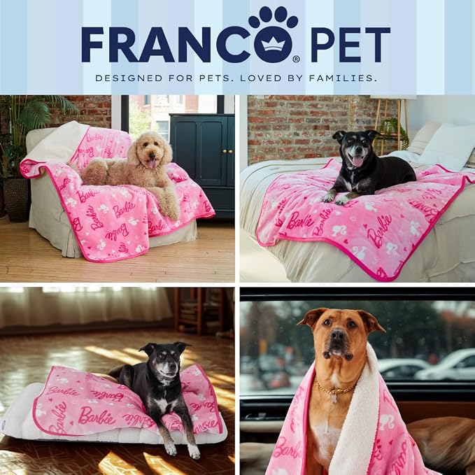 Barbie Waterproof Dog Bed Cover, Large 50x60 Pet Blanket for Furniture Bed Couch Sofa, (Officially Licensed) by Franco