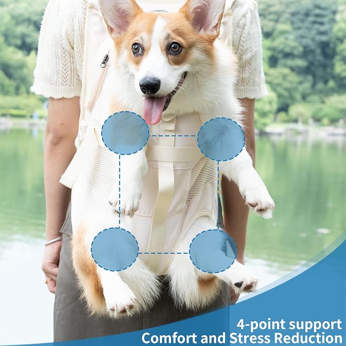 Wakytu Dog Front Carrier Backpacks for Small Dogs, Legs Out Pet Carrier Sling Backpack with Adjustable Padded Ventilated Shoulder Straps, Easy-Fit for Traveling Hiking Camping