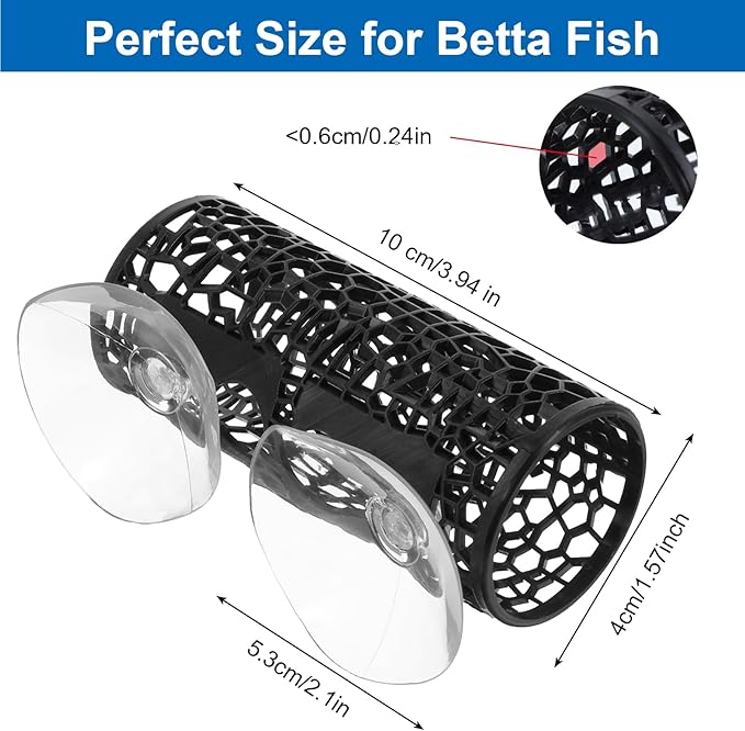 2Pcs Little Fish Swimming Tunnel, Safe Aquarium Decoration Betta Fish Tank Accessories with Suction Cups Hidden Decor Habitat Toys for Small Fish Shrimp Reptile Guppies
