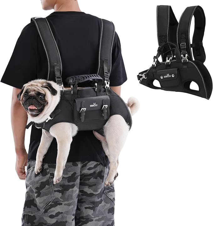 Wakytu Dog Backpack Carrier for Dogs,Dog Lift Harness | Adjustable Padded Breathable Straps for Dogs, Disabled, Joint Injuries, Arthritis,S