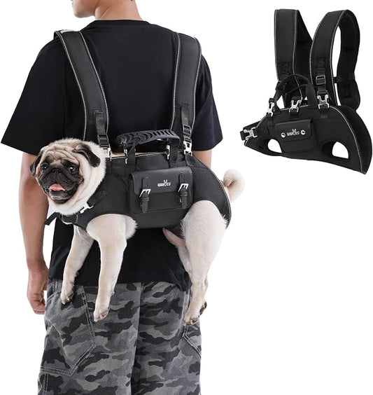 Wakytu Dog Backpack Carrier for Dogs,Dog Lift Harness | Adjustable Padded Breathable Straps for Dogs, Disabled, Joint Injuries, Arthritis,L
