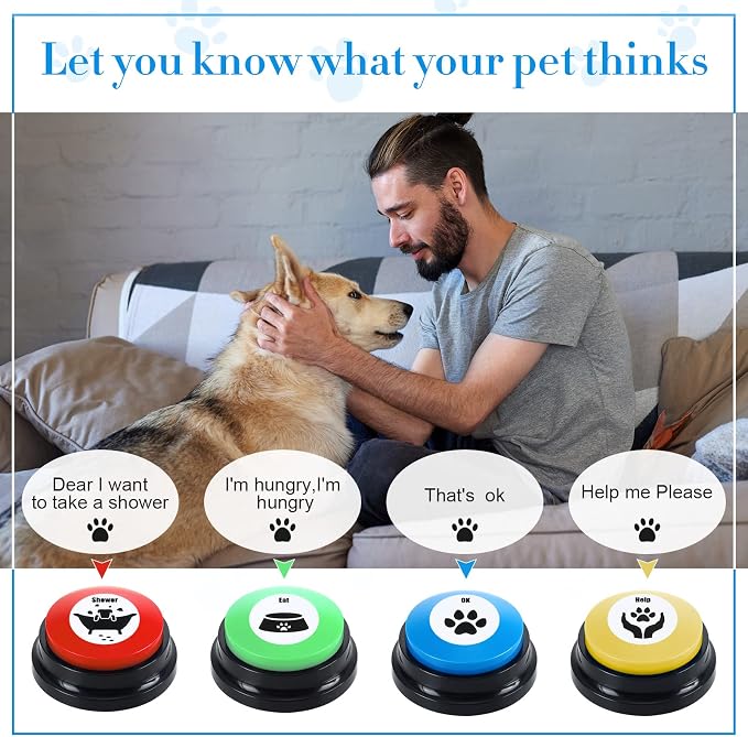 Jerify 16 Pcs Voice Recordable Dog Buttons for Communication Pet Cat Talking Buttons with Stickers 30 Seconds Interactive Speech Training Buzzers for Cat Pet Dog(Classic Colors)