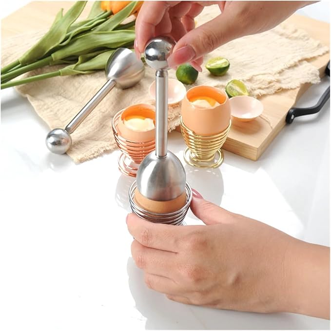 Stainless Steel Egg Topper, Eggshell Cutter Cracker Opener Remover, Multipurpose Egg Cup Kitchen Gadget(Gold)