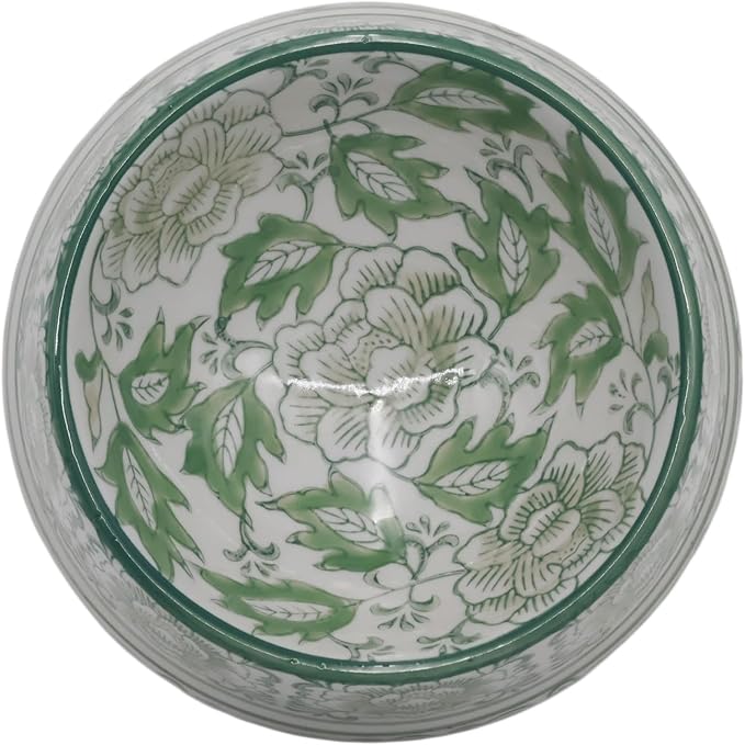 Aimusego Ceramic Cute Dog Cat Bowl for Small Breeds, Handpainted Green & White Heavyweight Durable Pet Food and Water Dish Crock, Dishwasher Safe- 1.5 Cups