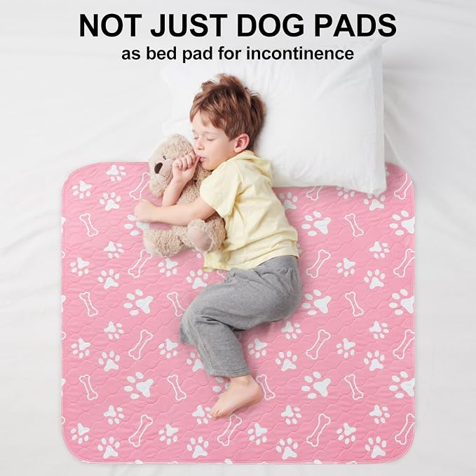 BEAUTYZOO 4 Pack Washable Pee Pads for Dogs,Reusable Puppy Pads 18x24 Pink | Waterproof Super Absorbent,Non Slip and Leak-Proof Against Urine,Whelping Pads Mats for Puppy Potty Training,Playpen,Crate