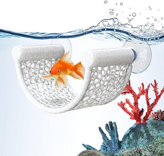 Betta Fish Hammock, White Floating Resting Leaf with Suction Cup - Aquarium Perch Ledge for Bettas, Shrimp, and Nano Fish - Minimalist Tank Decor & Accessory (White)