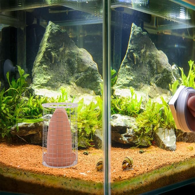BESPORTBLE Discus Breeding Cone: Fish Breeding Cones Cave Ceramic Spawning Cave with Cage for Discus Fish Angelfish, 7.8 * 3inch with Isolation Net