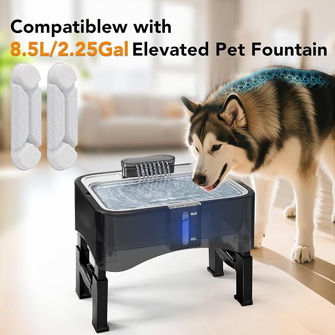UPSKY 5 Pcs Replacement Filters for 8.5L Elevated Dog Water Fountain | Multi-layer Filtration, Removes Hair, Odors & Heavy Metals, Keeps Water Clean & Fresh, Individual Packaging