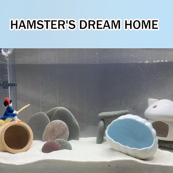 RUIAN Fish Tank Decor & Hamster House - Multipurpose Aquarium Ornament, Storage & Pet Habitat - Ideal for Aquascaping, Small Pets & Craft Projects (Blue)