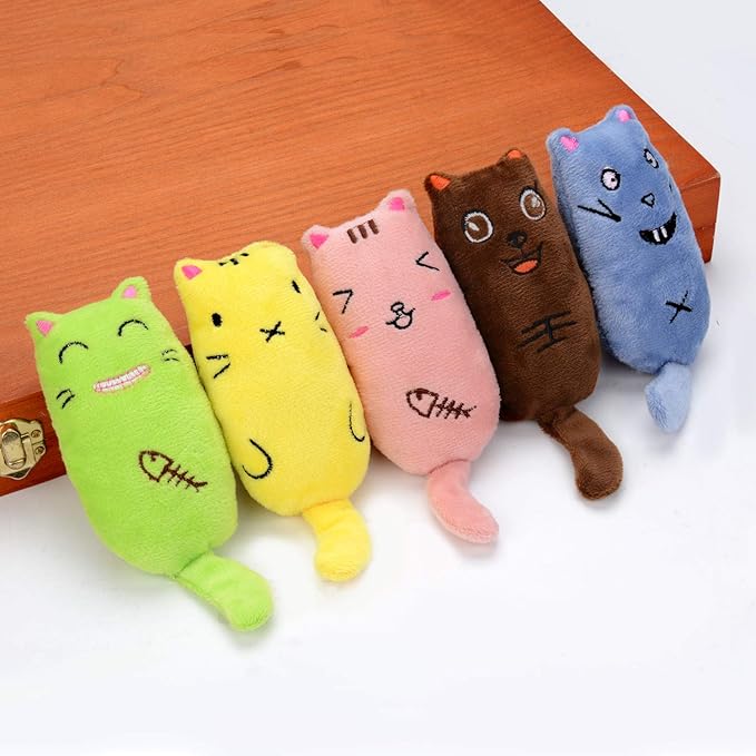 Legendog 5Pcs Catnip Toy, Cat Chew Toy Bite Resistant Catnip Toys for Cats,Catnip Filled Cartoon Mice Cat Teething Chew Toy (Multicolor1)