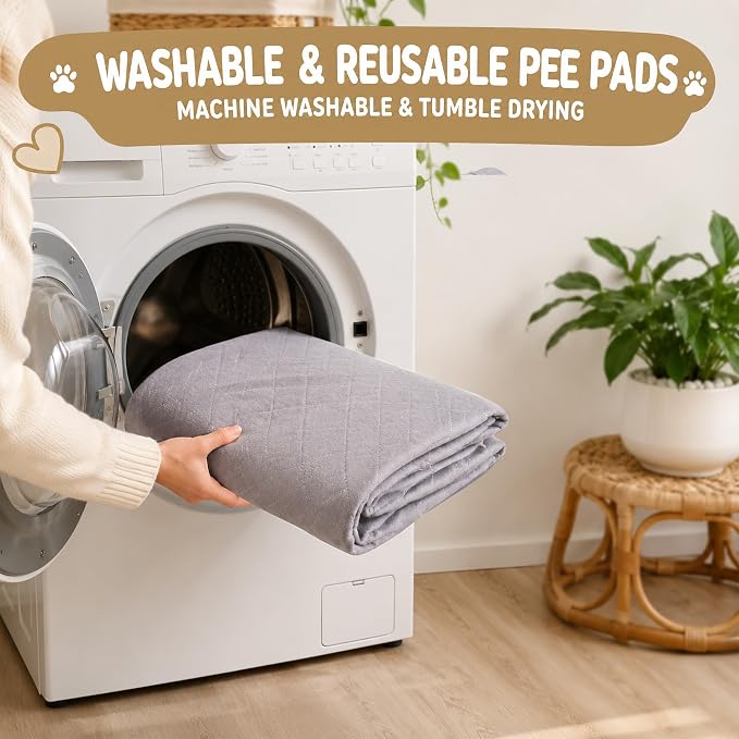 CoolShields Washable Pee Pads for Dogs, 34'' x 52'', Grey, 1 Pack | Ultra-Absorbent Reusable Waterproof Puppy Pad for Crates, Playpens, Carpets, and Floors—Ideal for Dogs, Cats, and Small Pets