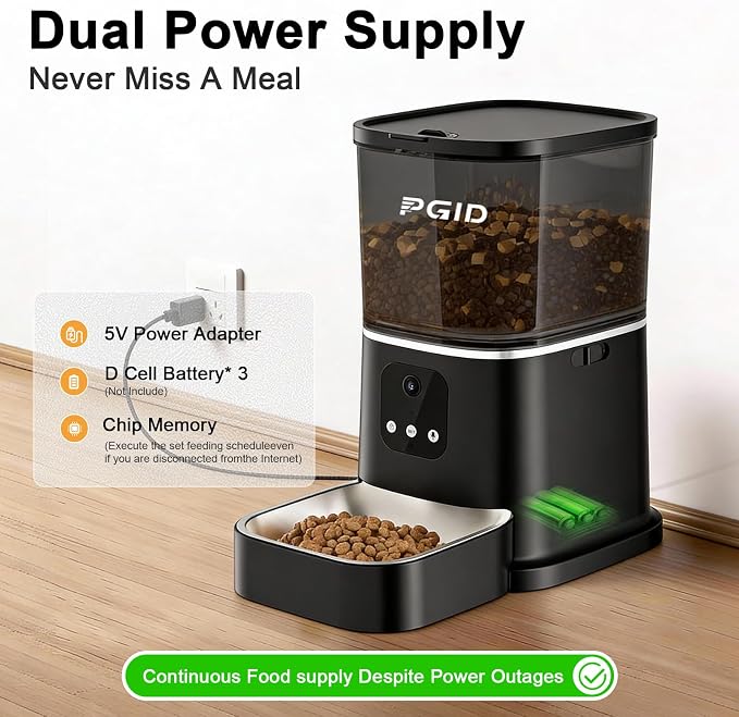 Automatic Cat Feeder,2.4G WiFi Automatic Dog Food Dispenser,Auto Dog Feeder with APP Control,5L Timed Auto Cats Food Dispenser w 2-Way Audio for Multiple Pet