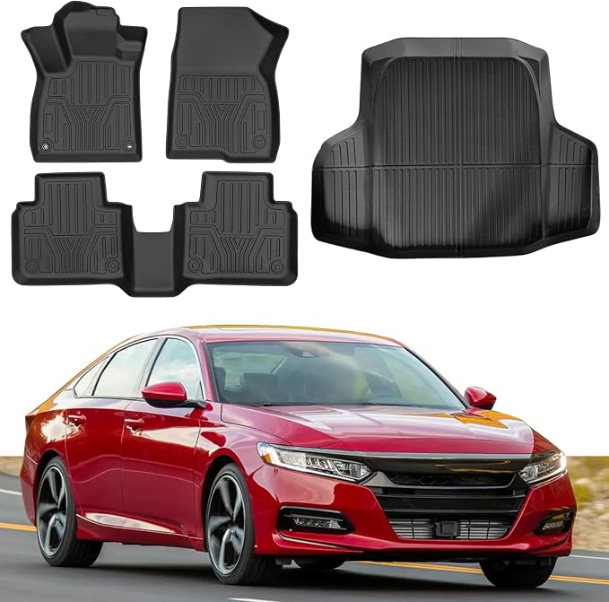 Floor Mats & Trunk Mat Fit for 2018-2022 Honda Accord(Only for Sedan),All Weather Protection TPE, Anti-Slip Floor Mats & Cargo Liner for 2018-2023 Honda Accord Accessories
