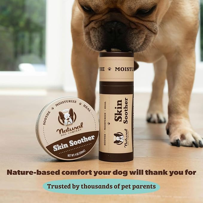 Natural Dog Company Skin Soother Balm for Dogs – Dog Skin Balm for Dry Winter Skin, Seasonal Sensitivity & Environmental Stress, Dog Moisturizer with Coconut Oil, Calendula & Vitamin E, 2 oz Tin
