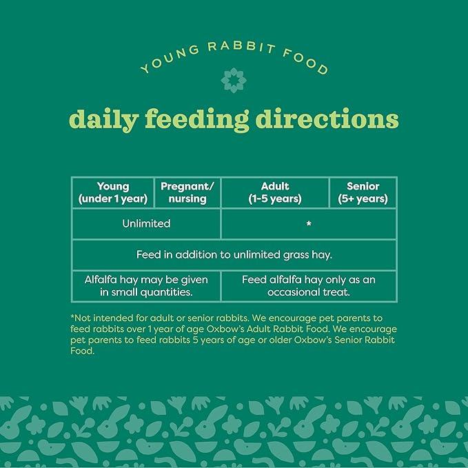 Oxbow Garden Select Rabbit Food, Young, Made with Oxbow Alfalfa for Rabbit, Bunny Food Pellets, Non-GMO, No Soy or Wheat, Small Animal Pet Products, Made in USA, High Fiber, 4 lb. Bag