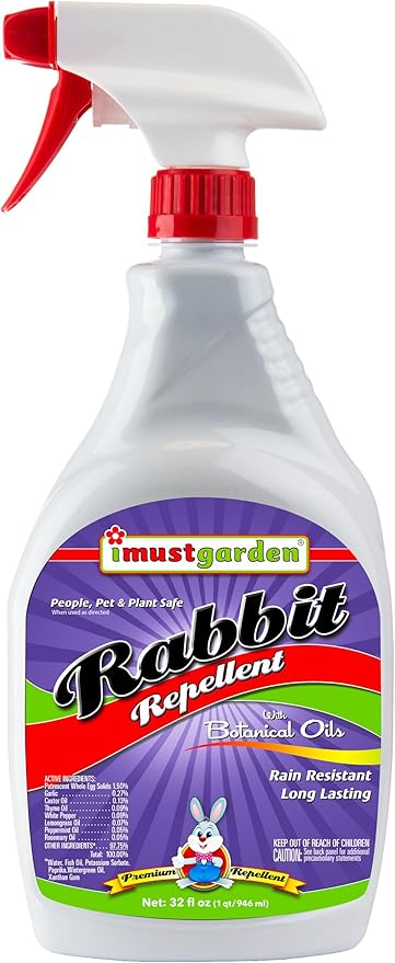 I Must Garden Rabbit Repellent: Mint Scent Rabbit Spray for Plants & Lawns – 32 oz. Ready to Use