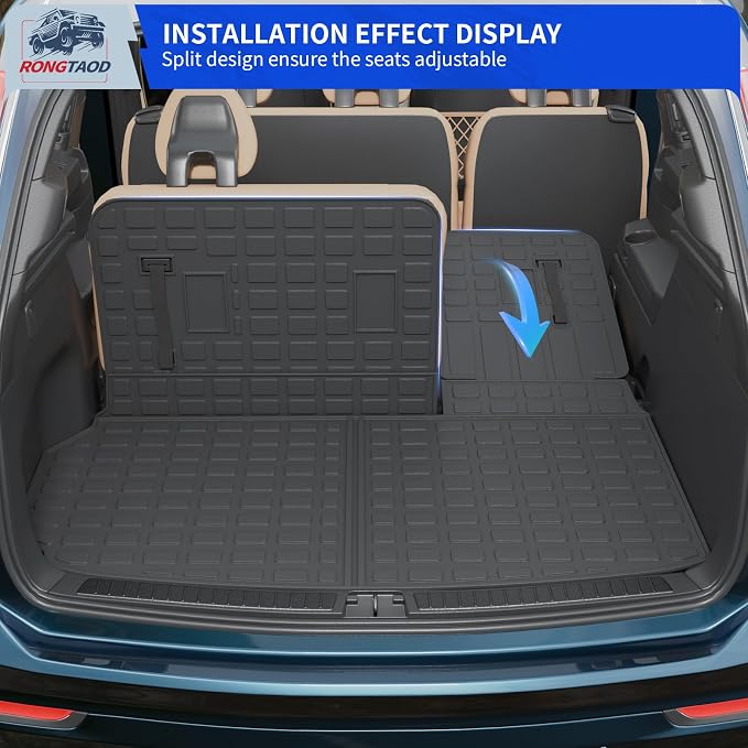 Rongtaod Cargo Mat Compatible with 2024 2025 2026 Chevrolet Traverse (NOT Limited) & GMC Acadia 2025 2026 Buick Enclave Trunk Liner Cargo Liner Chevy Traverse Accessories (Trunk Mat+Backrest Mats)