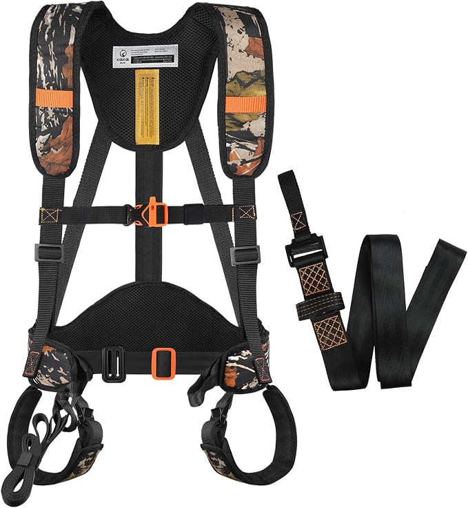 KalkalTree Stand Harness, Adjustable Hunting Safety Harness with Whistle Aid, Lightweight, Camouflage Colors, Size M-3XL