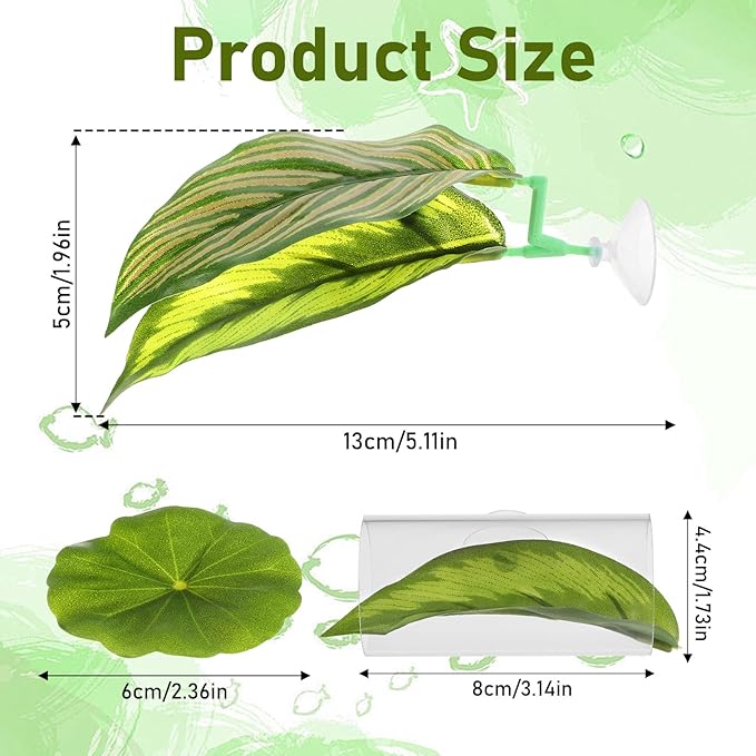 5Pcs Betta Hammock & Fish Toys Set, Betta Fish Tank Accessories Hammock Soft Aquarium Decor Plastic Plants with Suction Cups for Sleeping Resting Hiding Playing