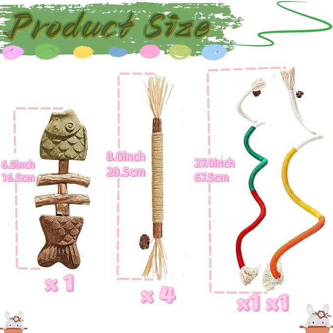 7PCS-Cat Chew Toy, Cat Toys for Indoor Cats with Silvervine Sticks, Safe Teeth Cleaning Chew Toys (Model 2)