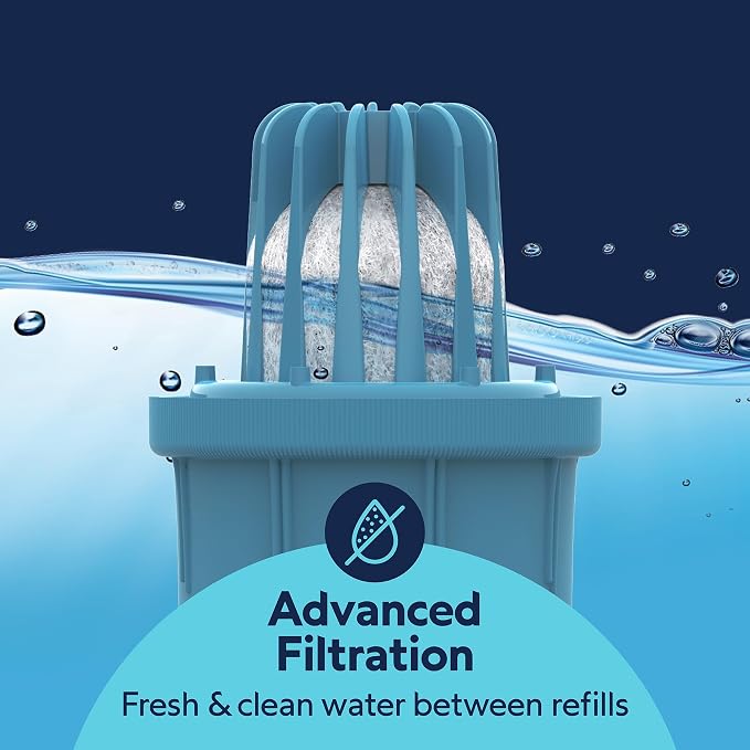 Petmate Replendish Automatic Dog Water Dispenser Gravity Pet Waterer with Microban Protection Base, 100% BPA Free - 4 Gallon, Wide Mouth Bowl, with 2 Extra Filters
