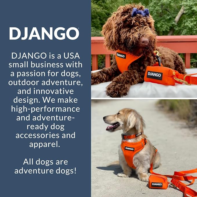 Adventure Dog Harness - Stylish, & Durable Medium Dog Harness for Outdoor Adventures and Everyday Wear - Sunset Orange Neoprene Adjustable Harness for Dogs with Reflective Piping & Brass D-ring
