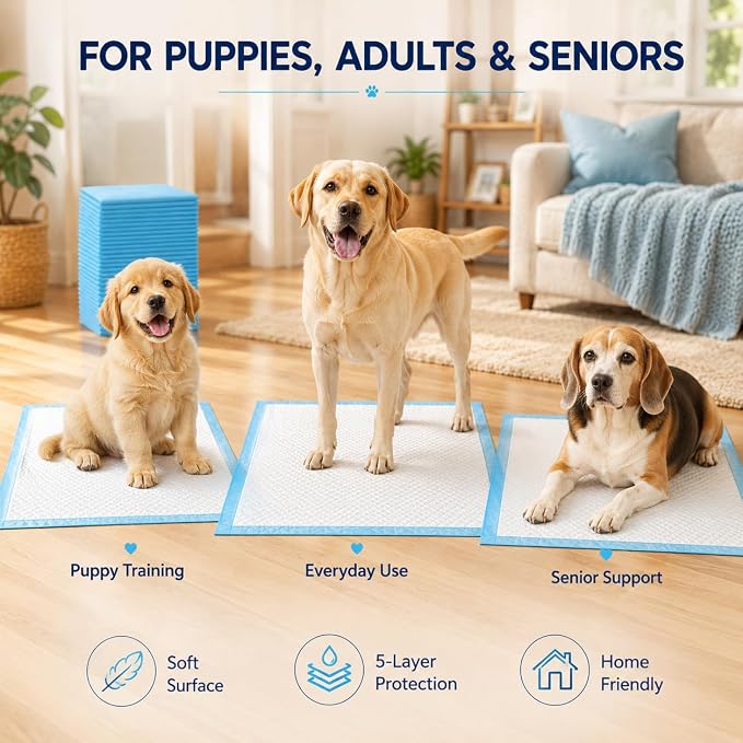 Boscute Super Absorbent & Leak-Proof Jumbo Size 36"x36" Pet Training Dog Pee Pads, Thicken Quick Dry Disposable Puppy Pee Pads, Potty Training Pads for Dogs Cats, Rabbits