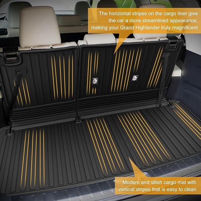 AOMSAZTO Cargo Mat Compatible with 2024 2025 2026 Toyota Grand Highlander: Cargo Liner with Backrest Mat 2-in-1 - All Weather TPE Trunk Mat for Grand Highlander Accessories (Not Fit Highlander)