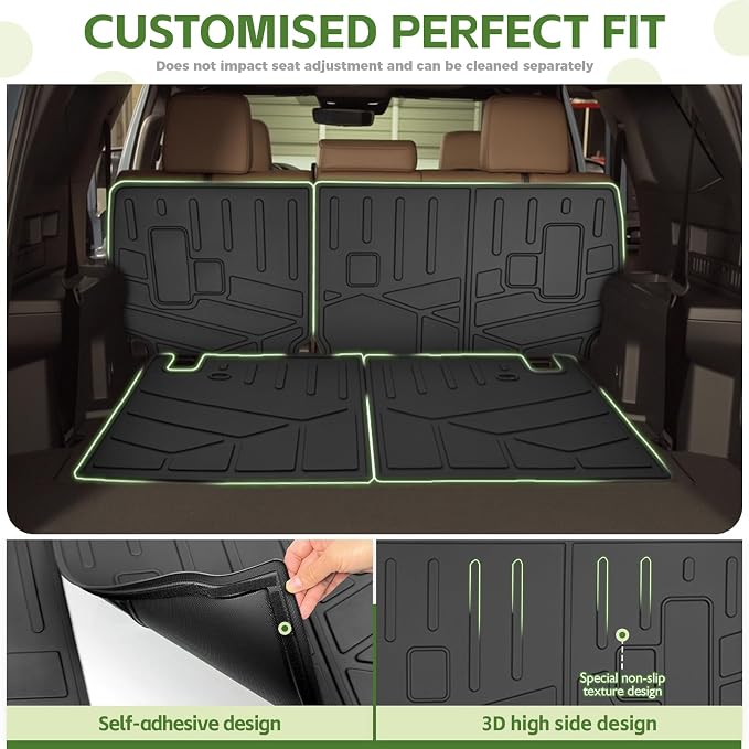 2nd&3rd Row Seat Back Mat for 2025 2026 Toyota 4Runner 7 Seats Gas, Kick Mats Rear Backrest Cover All Weather TPE Protector Cargo Liner Accessories(Not for Hybrid EV/i-Force MAX)
