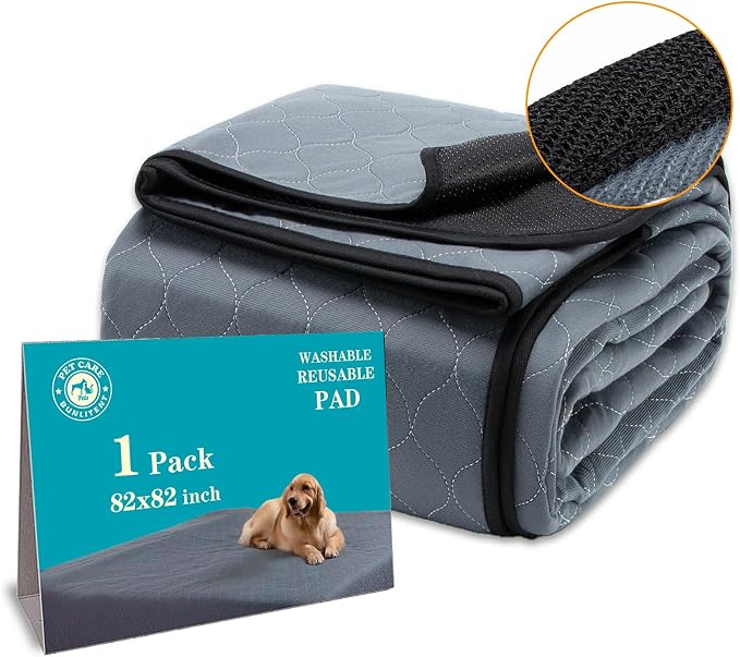 Bunlitent Washable Pee Pads for Dogs, 82" x 82", Grey, Reusable Puppy Pads | Extra Large, 1 Pack, Reusable, Quick Dry, Anti-Slip, Waterproof, Whelping Pads, For Puppy, Senior Dog, Incontinence