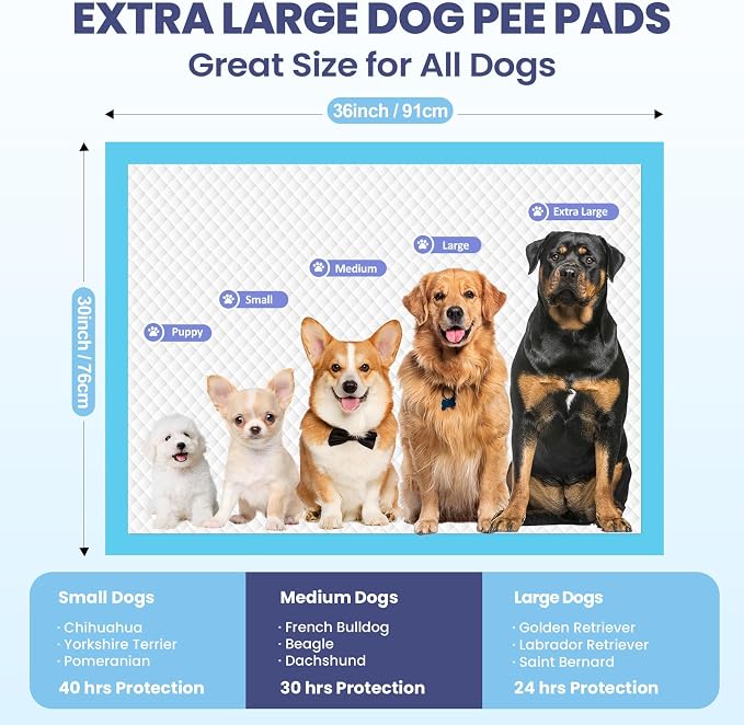 SCLOSE Puppy Pads XXL 100 Count 30"x36" Dog Pee Pads Extra Large Potty Pads | Wee Wee Pads Great Value 7-Layers Super Absorbent Leak-Proof Disposable Training Pads for Puppies Doggie Pads Housebreaking