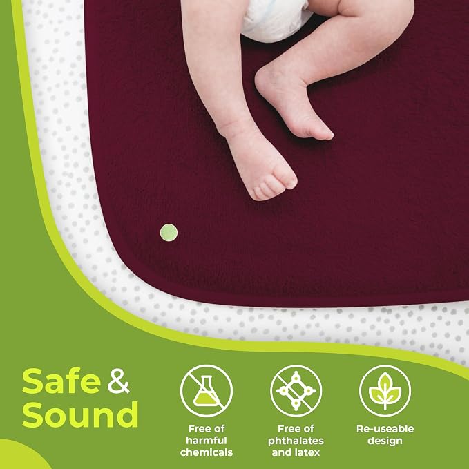 PeapodMats Bedwetting Waterproof Bed Mat, Reusable 3x3 Plum | Washable reusable bed mat for bedwetting, incontinence, kids, adults, pets, and mattress protection.