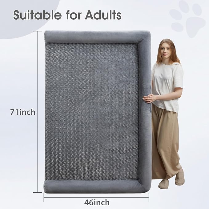 BFPETHOME Orthopedic Washable Human Dog Bed for Adult & Dog Cozy Sleep | Human Size Waterproof Big Soft Pet Couch Bed for Adult & Dogs Relax with Removable Cover Supportive Foam Grey 61x43 Inch