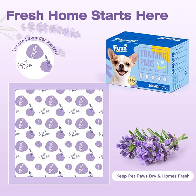 Dog Training Pads for Large Dog-36"x 36",30Cts | Super Absorbent, Lavender Scented, Leak-Proof & Adhesive Tabs, Quick-Dry Surface, Pee Pads for Medium to Large Dogs