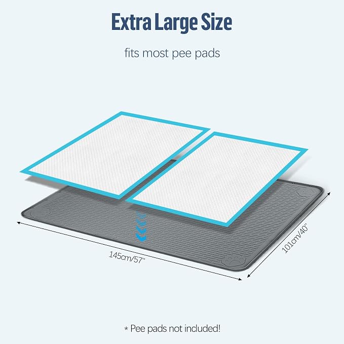 Pee Pad Holder for Dogs 57''x40'' Silicone Puppy Pee Pad Tray, Dark Grey | Extra Large Dog Potty Tray Leak-Proof, High Edge, No Spill Training Pads for Floor Protection, No Pee Pads