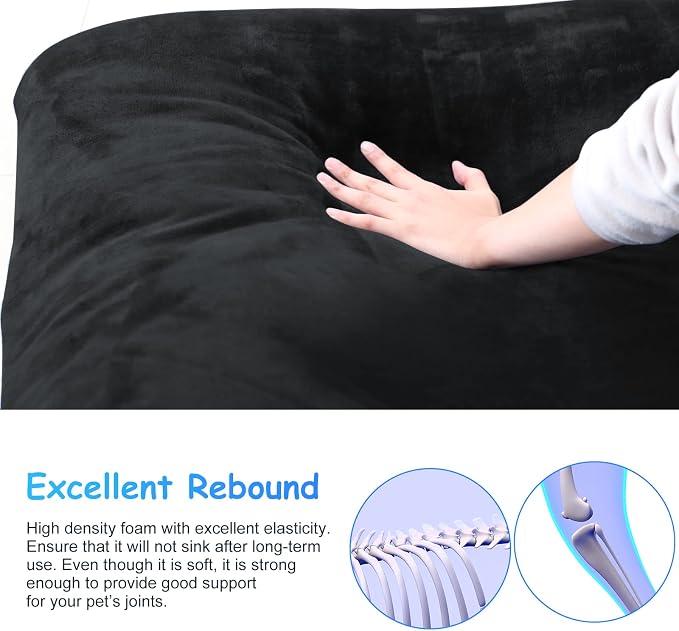 Magic Dog Super Soft Extra Large Dog Bed, 47 Inches Jumbo Orthopedic Foam Pet Beds with Anti Slip Bottom, Dog Sleeping Mattress with Removable and Washable Cover, Dark Grey XL
