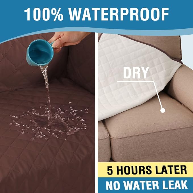 H.VERSAILTEX Chair Sofa Slipcover Sofa Cover 100% Waterproof Couch Cover Furniture Protector Cover with Elastic Straps for Pets Kids Children Dog Cat(Chair, Chocolate)