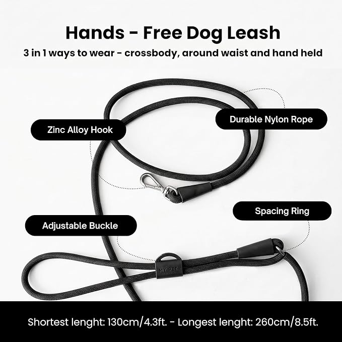 No Pull Dog Harness and Leash Set 3-in-1 Adjustable Anti Pull Dog Harness with Hands-Free Matching Leash,Poop Bag Holder,Easy Walk Dog Harness Medium Sized Dog(Black)