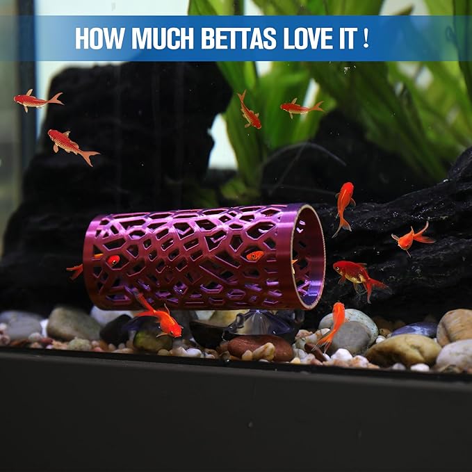 2 Pcs Betta Fish Tunnel,Safer for Small Fish Shrimp Aquarium Decor Hideout，Betta Hammock with Suction Cups for Resting and Sleeping，Fish & Shrimp Toys，Fish Tank Accessory Habitat Cave